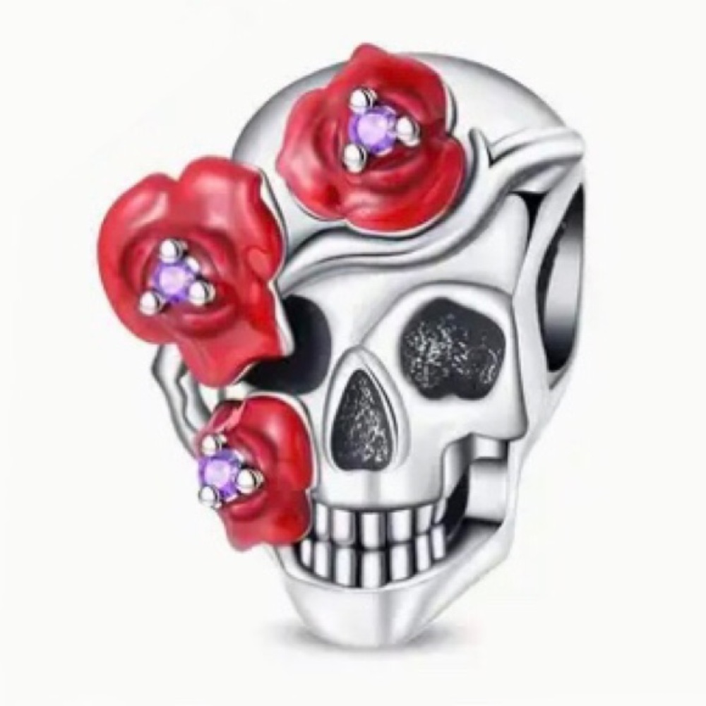 S925 Day of the Dead Skull Bead Charm - Pandora Style